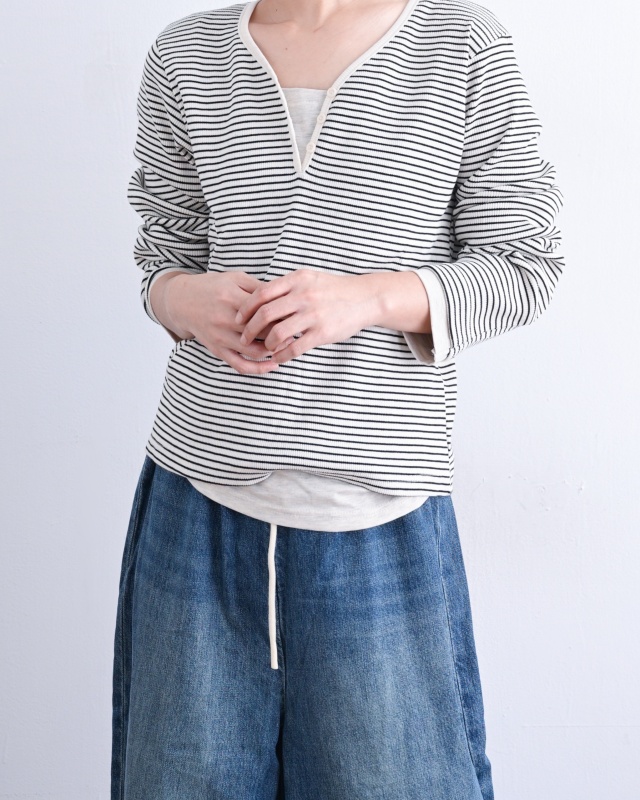 韓 條文假兩件式上衣 3色 size