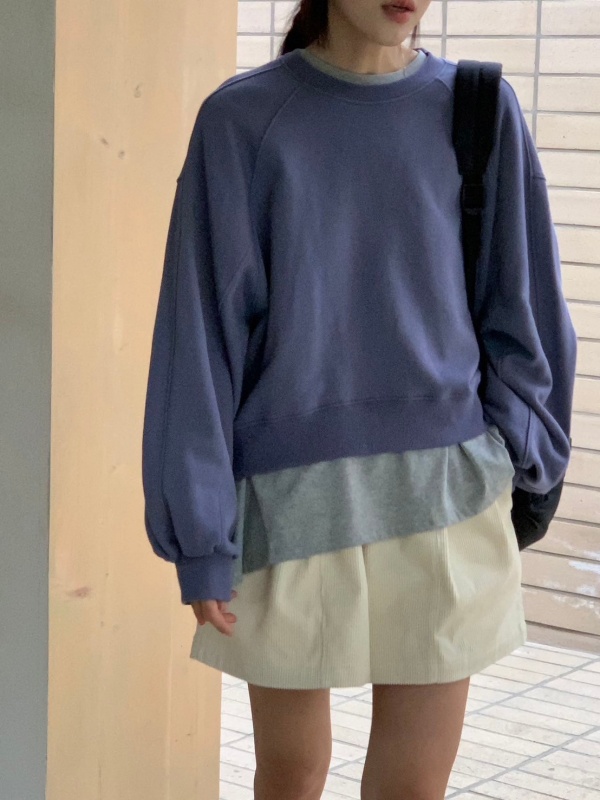 韓 前短後長手袖車線上衣 4色 size