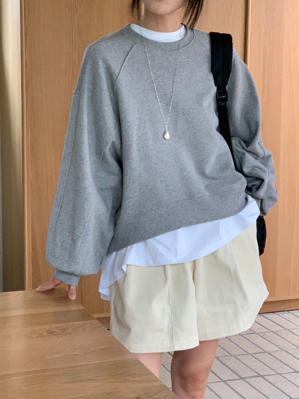 韓 前短後長手袖車線上衣 4色 size