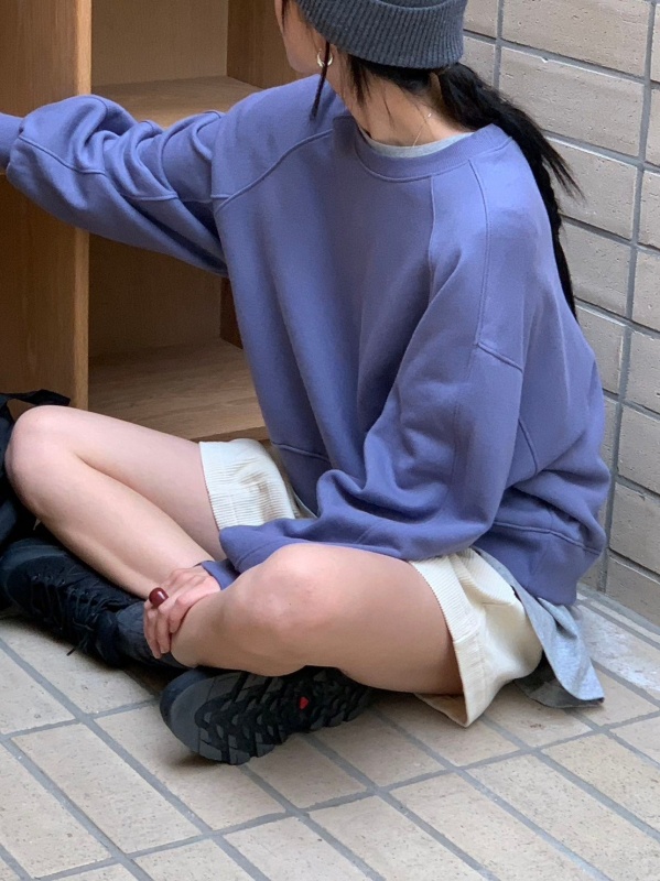 韓 前短後長手袖車線上衣 4色 size
