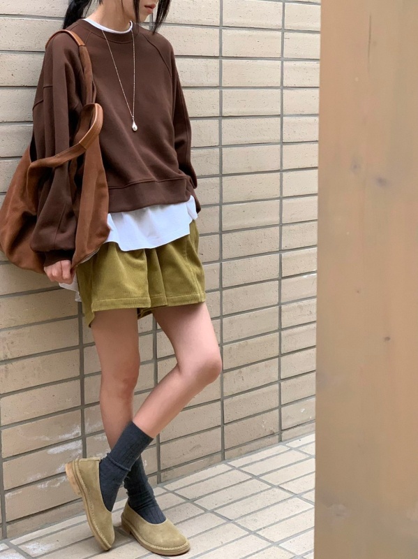 韓 前短後長手袖車線上衣 4色 size