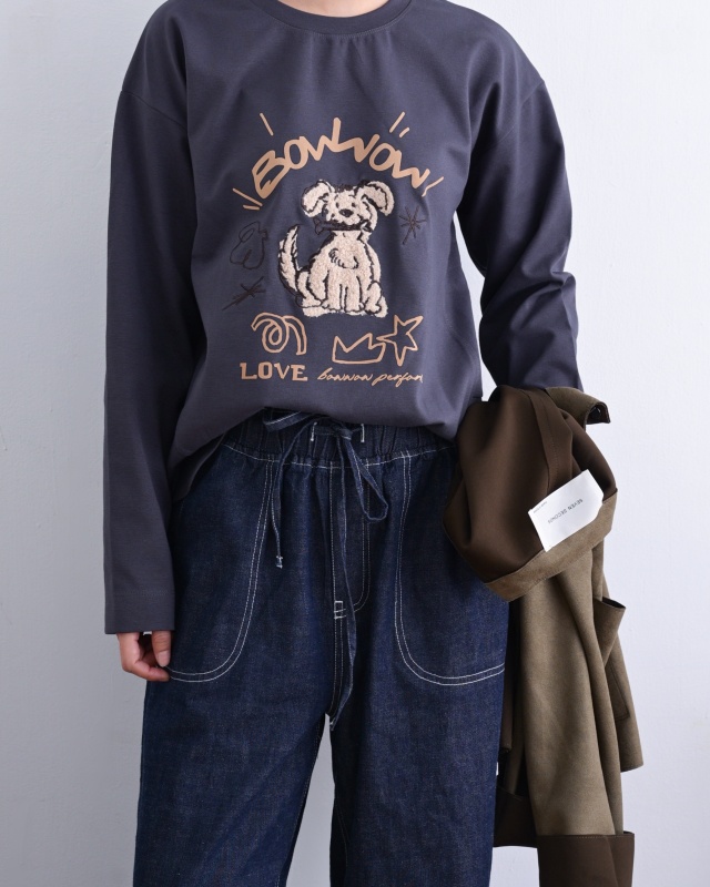 韓 狗狗咬骨頭上衣 2色 size