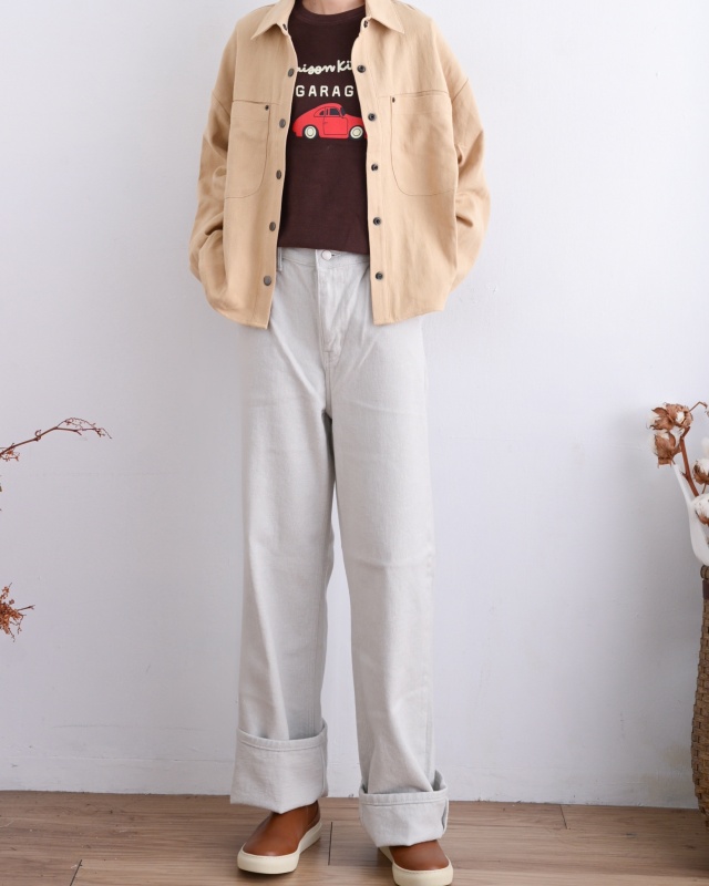 韓 短版素色襯衫 2色 size