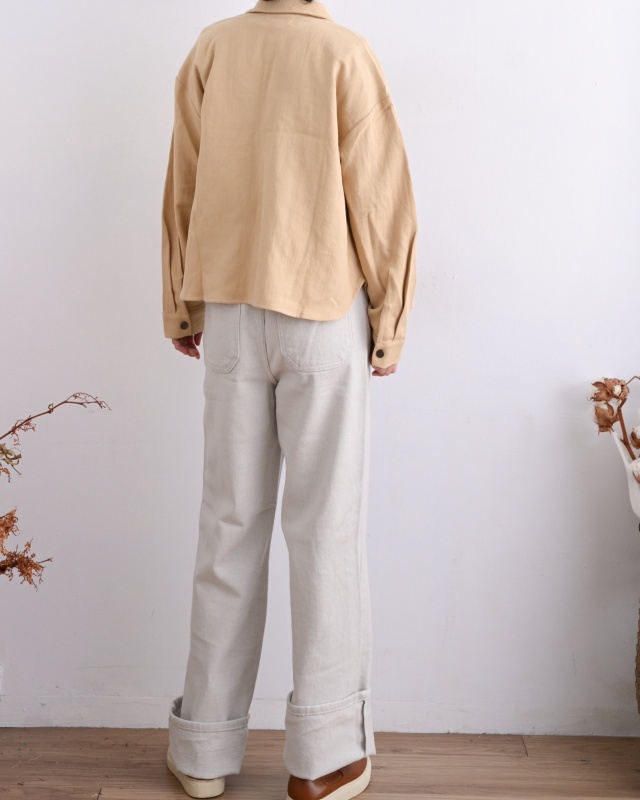 韓 短版素色襯衫 2色 size