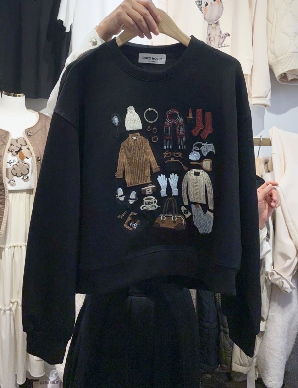 韓 可愛包包圍巾上衣 2色 size