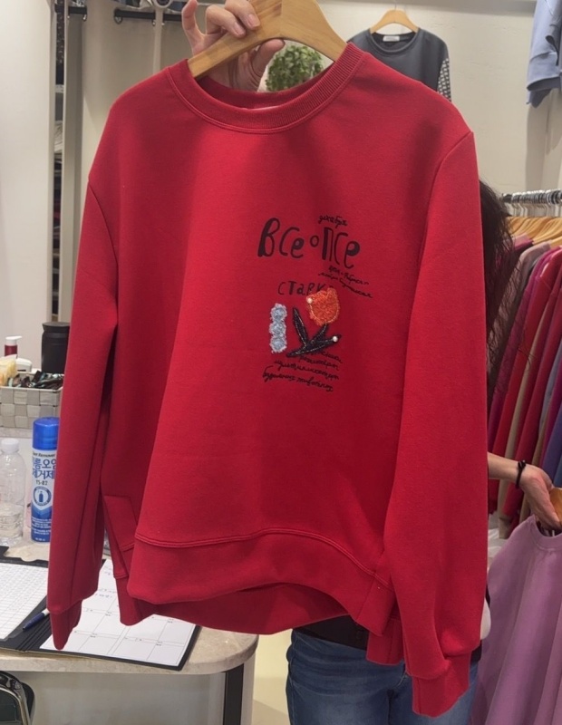 韓 珍珠毛線花上衣 3色 size