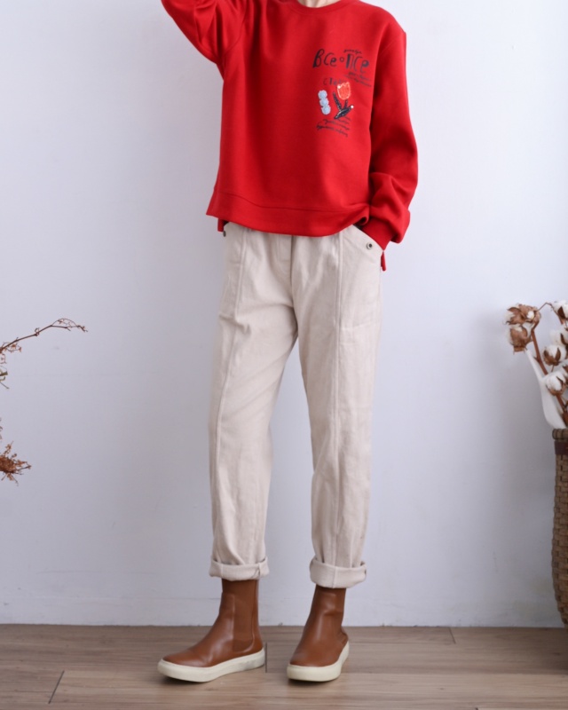 韓 珍珠毛線花上衣 3色 size