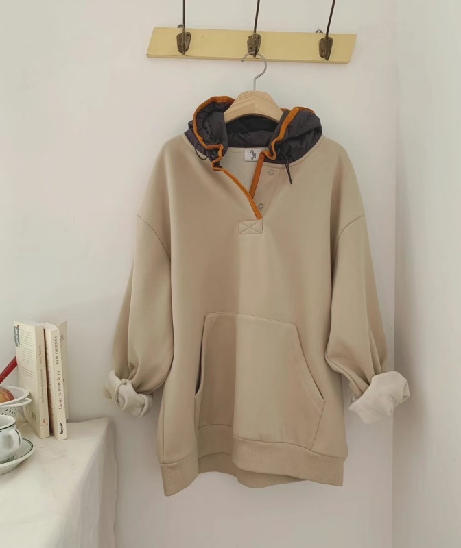 韓 拚色帽連帽上衣 3色 size