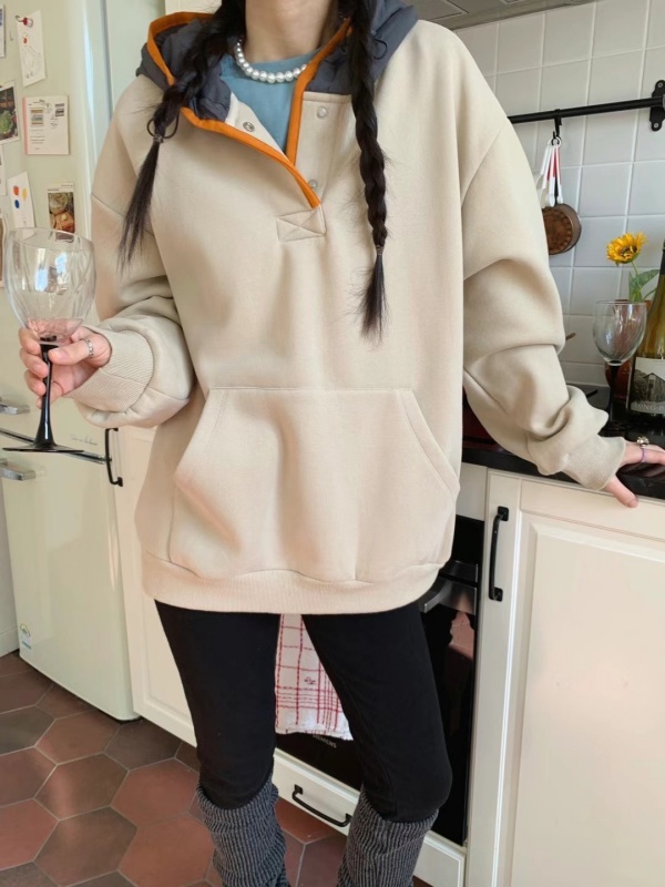 韓 拚色帽連帽上衣 3色 size