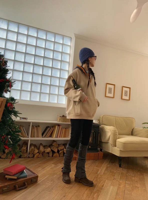 韓 拚色帽連帽上衣 3色 size