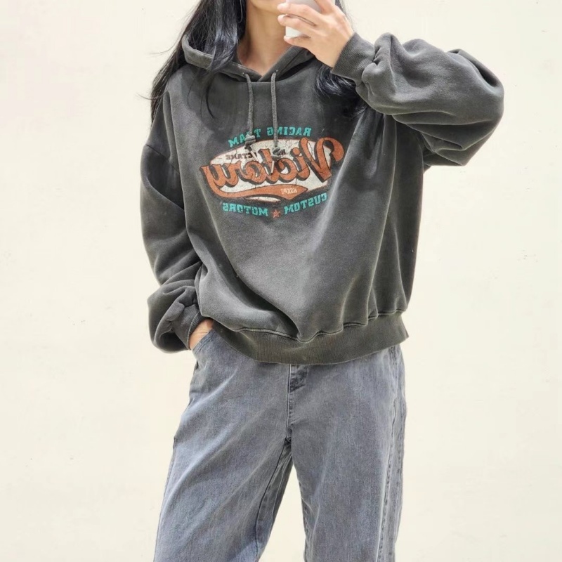 韓 洗舊刷色連帽上衣 4色 size