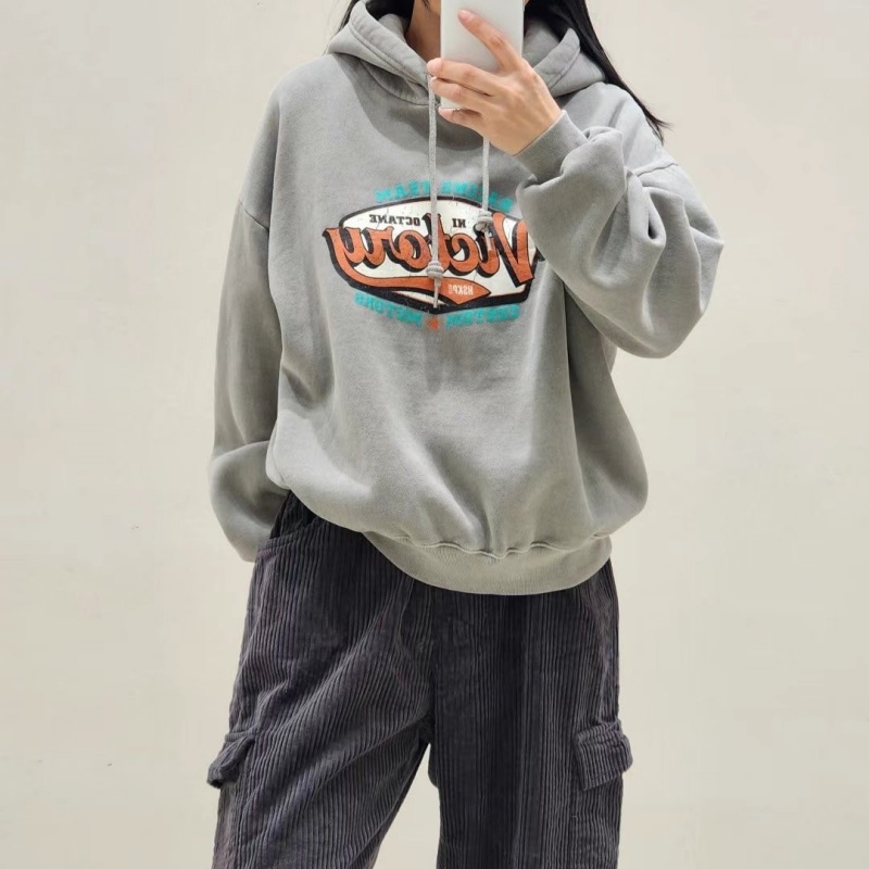 韓 洗舊刷色連帽上衣 4色 size