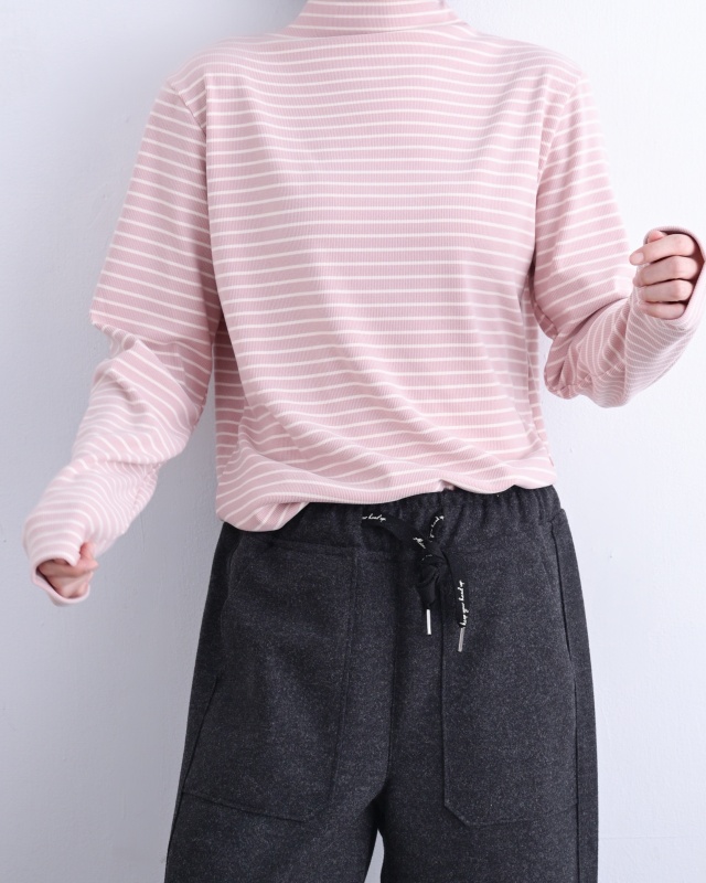 韓 小高領條文上衣 3色 size