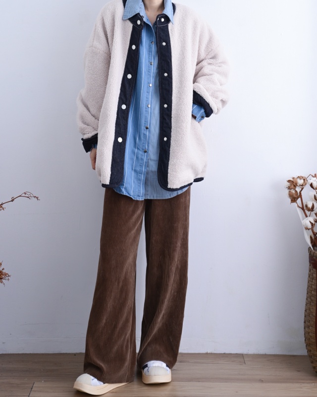 韓 粗細條文牛仔襯衫 2色 size