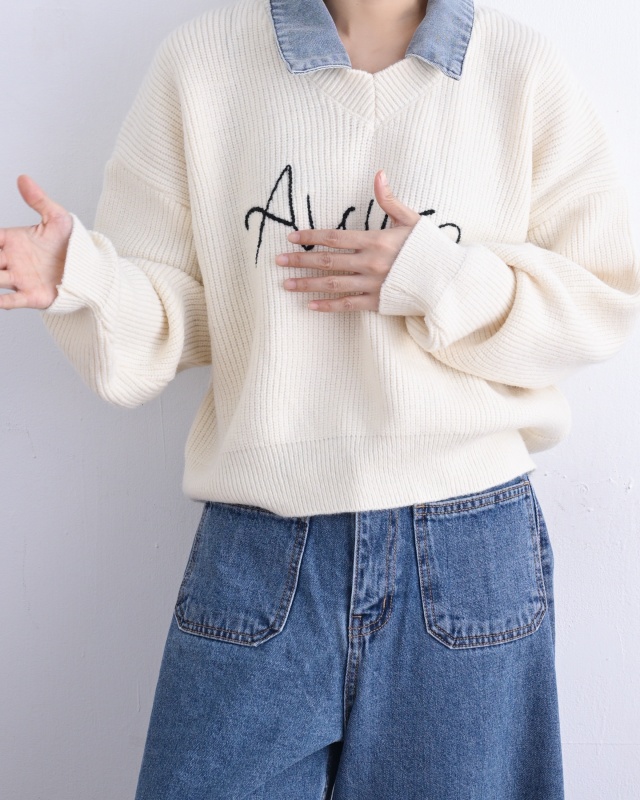 韓 牛仔領上衣 2色 size