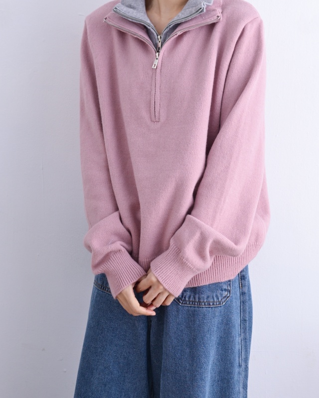 韓 配色拉鍊假兩件式上衣 4色 size
