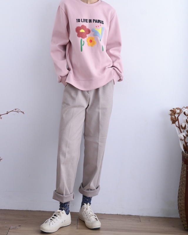 韓 手繪感三朵花上衣 3色 size
