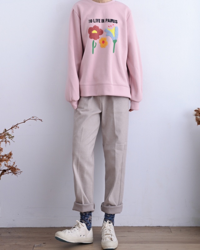 韓 手繪感三朵花上衣 3色 size