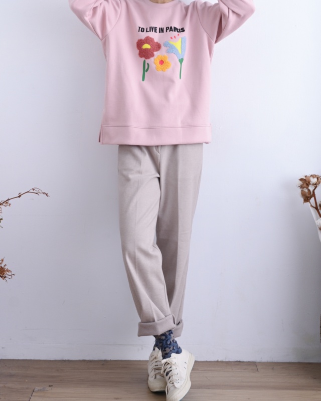韓 手繪感三朵花上衣 3色 size