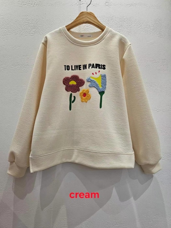 韓 手繪感三朵花上衣 3色 size