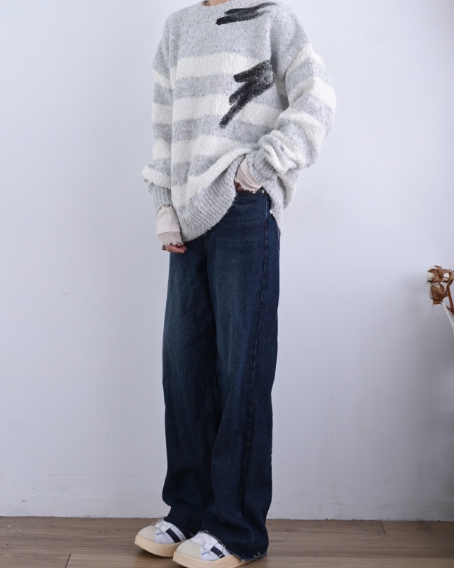 韓 撇兩撇條文上衣 2色 size