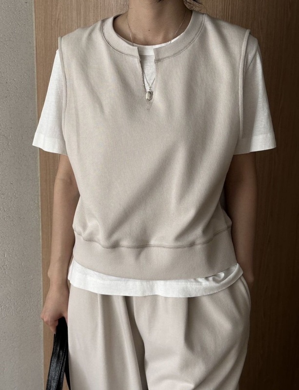 韓 小開領棉質無袖上衣 3色 size