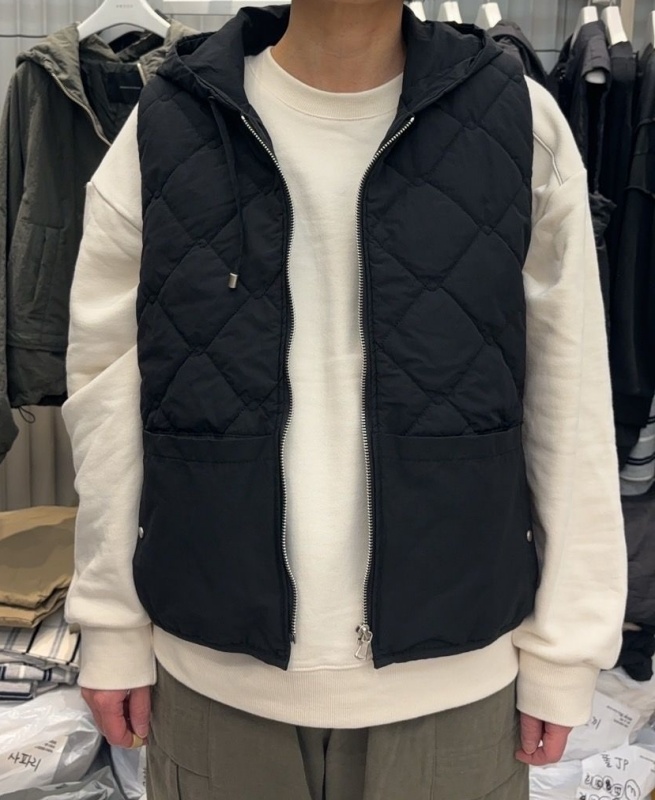 韓 壓格連帽背心 2色 size