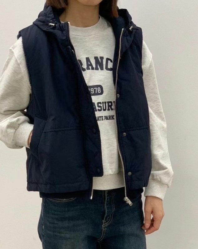 韓 鋪棉拉鍊連帽背心 3色 size
