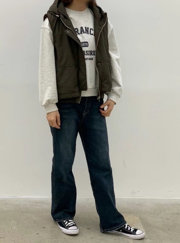 韓 鋪棉拉鍊連帽背心 3色 size