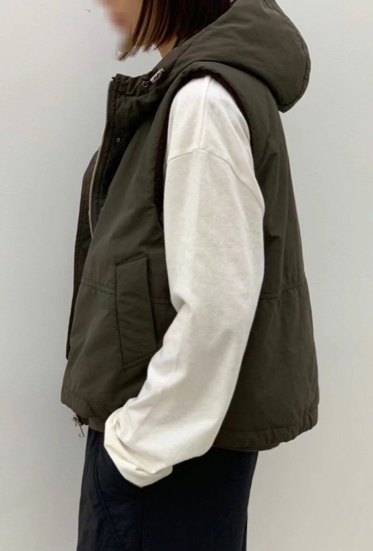 韓 鋪棉拉鍊連帽背心 3色 size