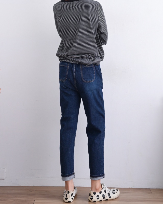 韓 斜口袋刷色牛仔褲 2色 size