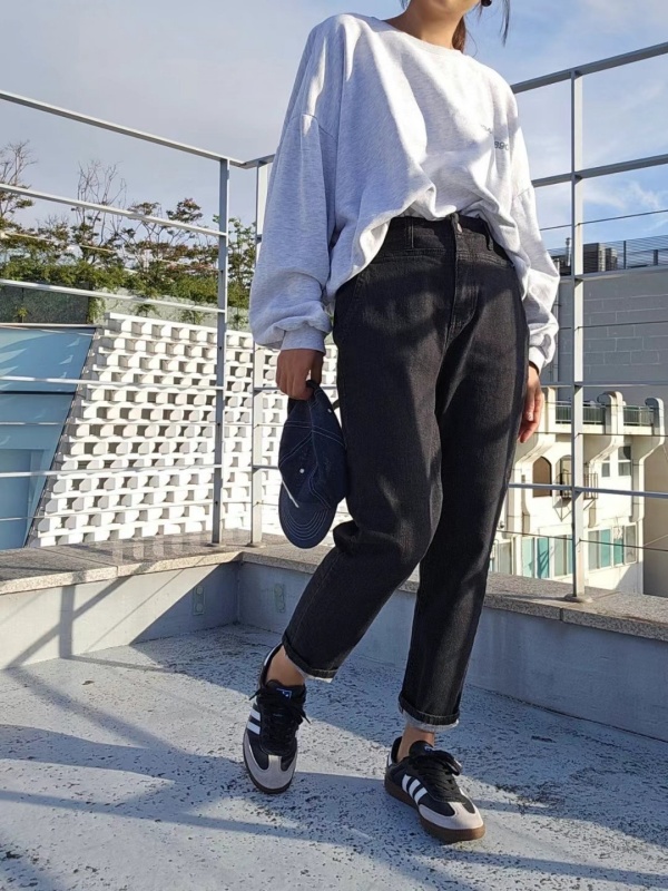 韓 斜口袋刷色牛仔褲 2色 size