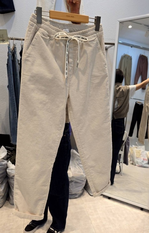 韓 條絨綁帶休閒褲 3色 size