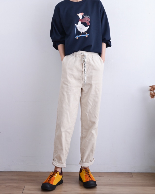 韓 條絨綁帶休閒褲 3色 size