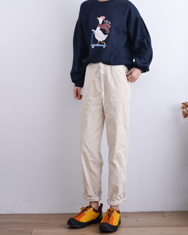 韓 條絨綁帶休閒褲 3色 size