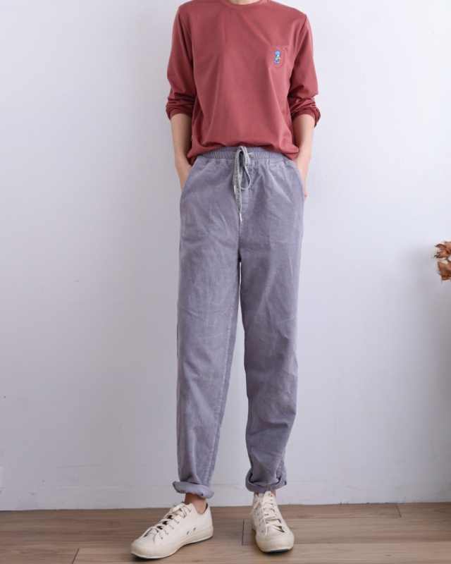韓 條絨綁帶休閒褲 3色 size