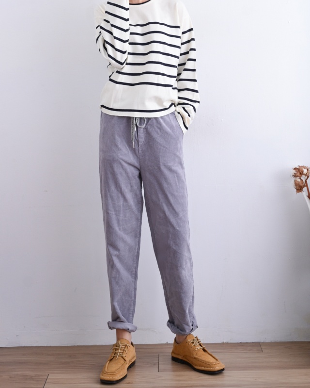 韓 條絨綁帶休閒褲 3色 size