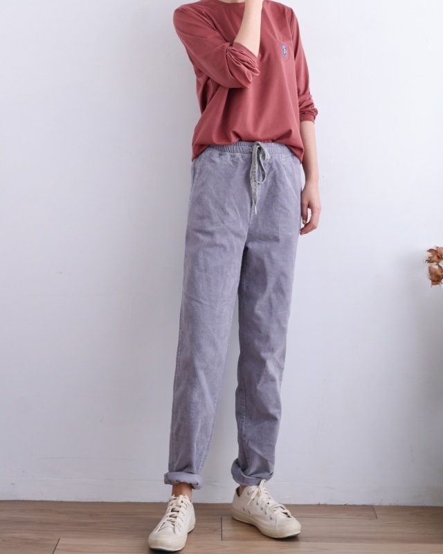 韓 條絨綁帶休閒褲 3色 size