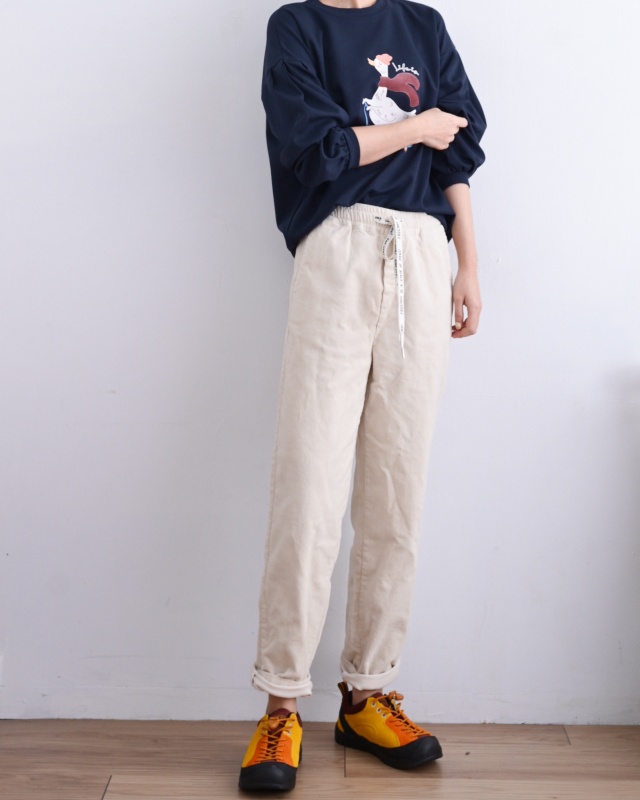 韓 條絨綁帶休閒褲 3色 size