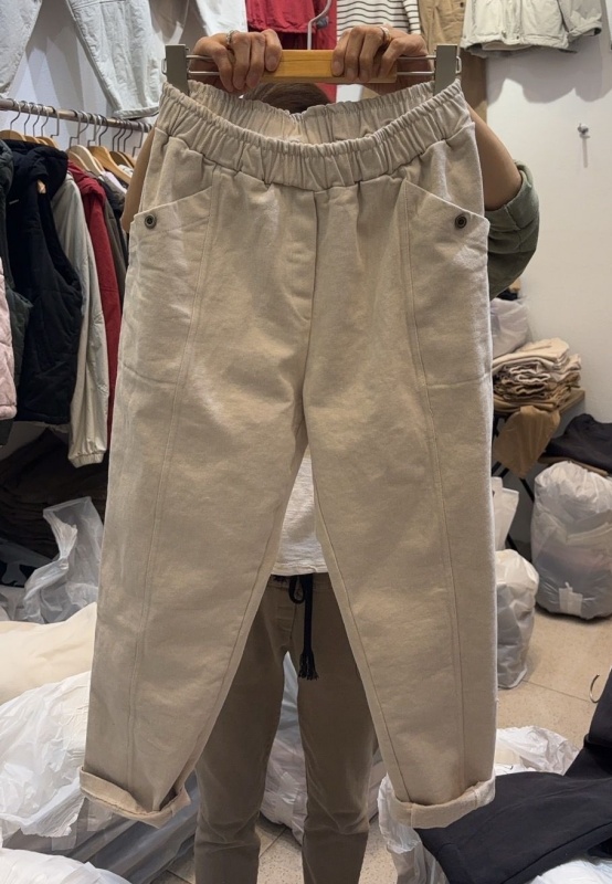 韓 圓釦口袋綿質休閒褲 4色 size