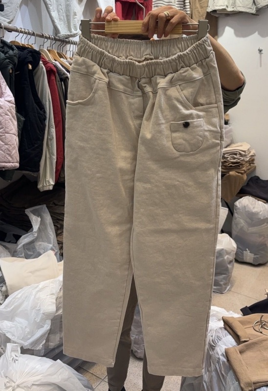 韓 小口袋棉質休閒褲 4色 size
