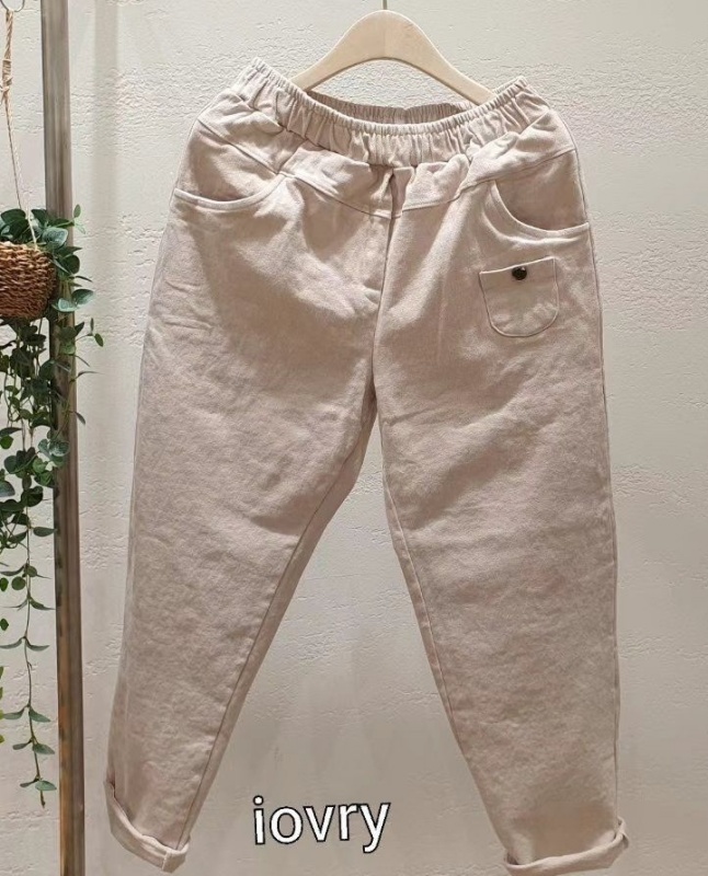 韓 小口袋棉質休閒褲 4色 size
