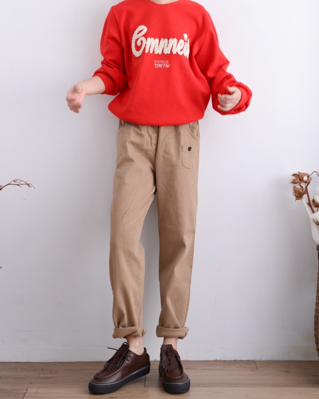 韓 小口袋棉質休閒褲 4色 size