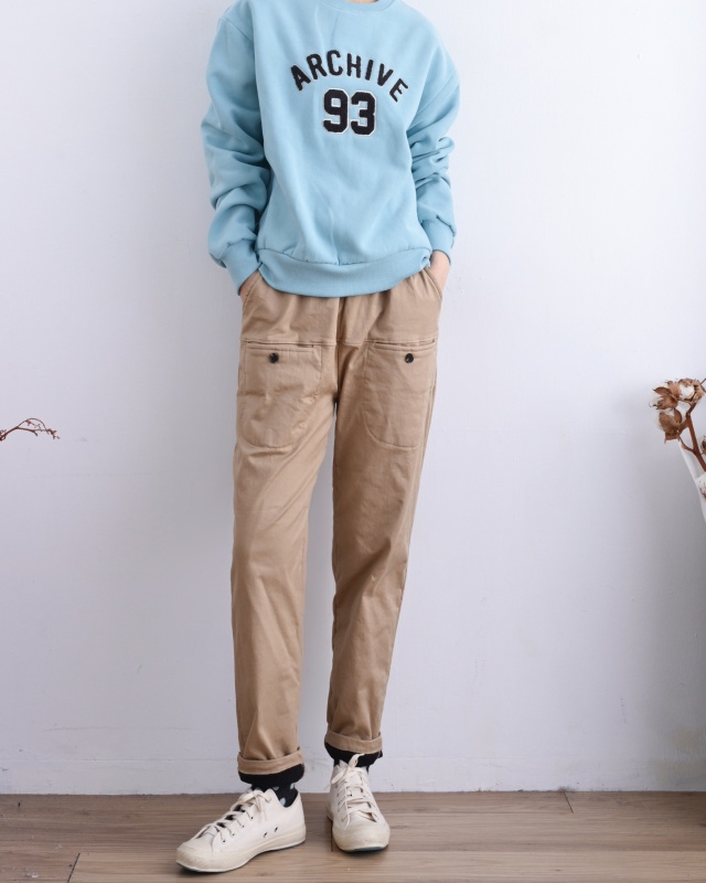韓 口袋小黑釦休閒褲 3色  size