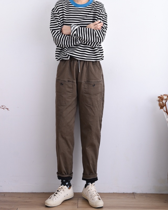 韓 口袋小黑釦休閒褲 3色  size