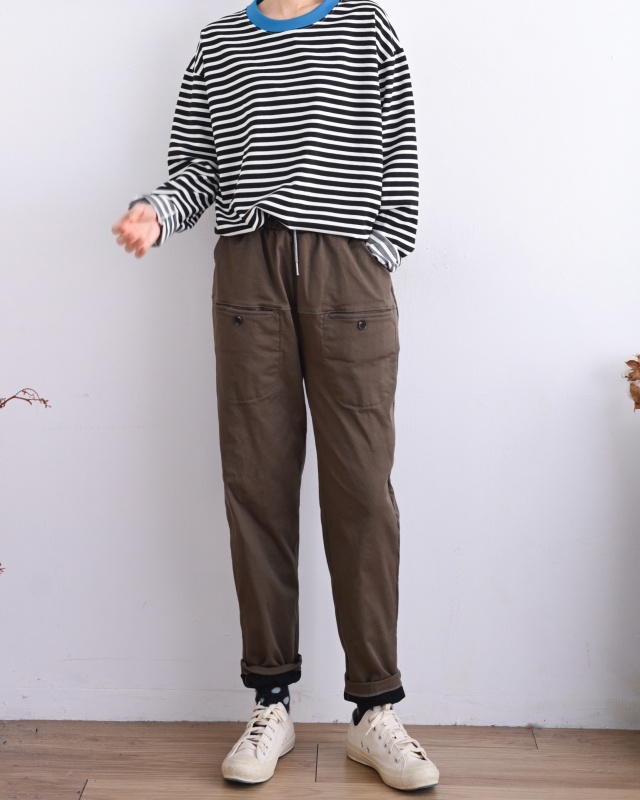 韓 口袋小黑釦休閒褲 3色  size