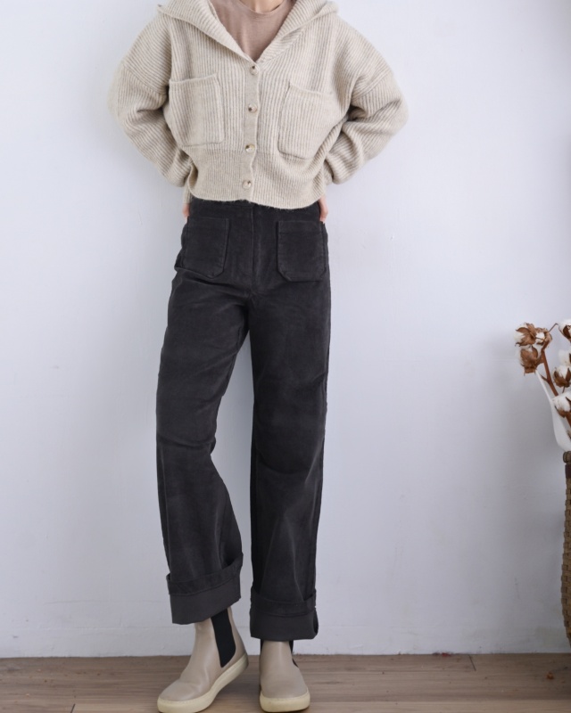 韓 雙口袋條絨長褲 3色 size