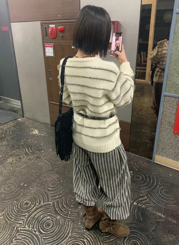 韓 寬鬆條文長褲 3色 size