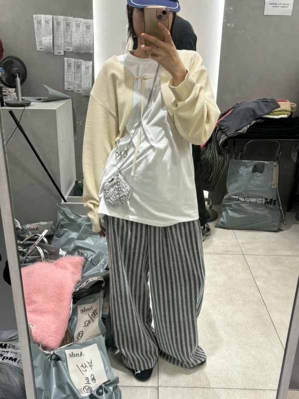 韓 寬鬆條文長褲 3色 size