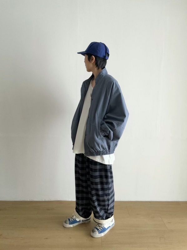 韓 綁帶格文小寬褲 3色 size